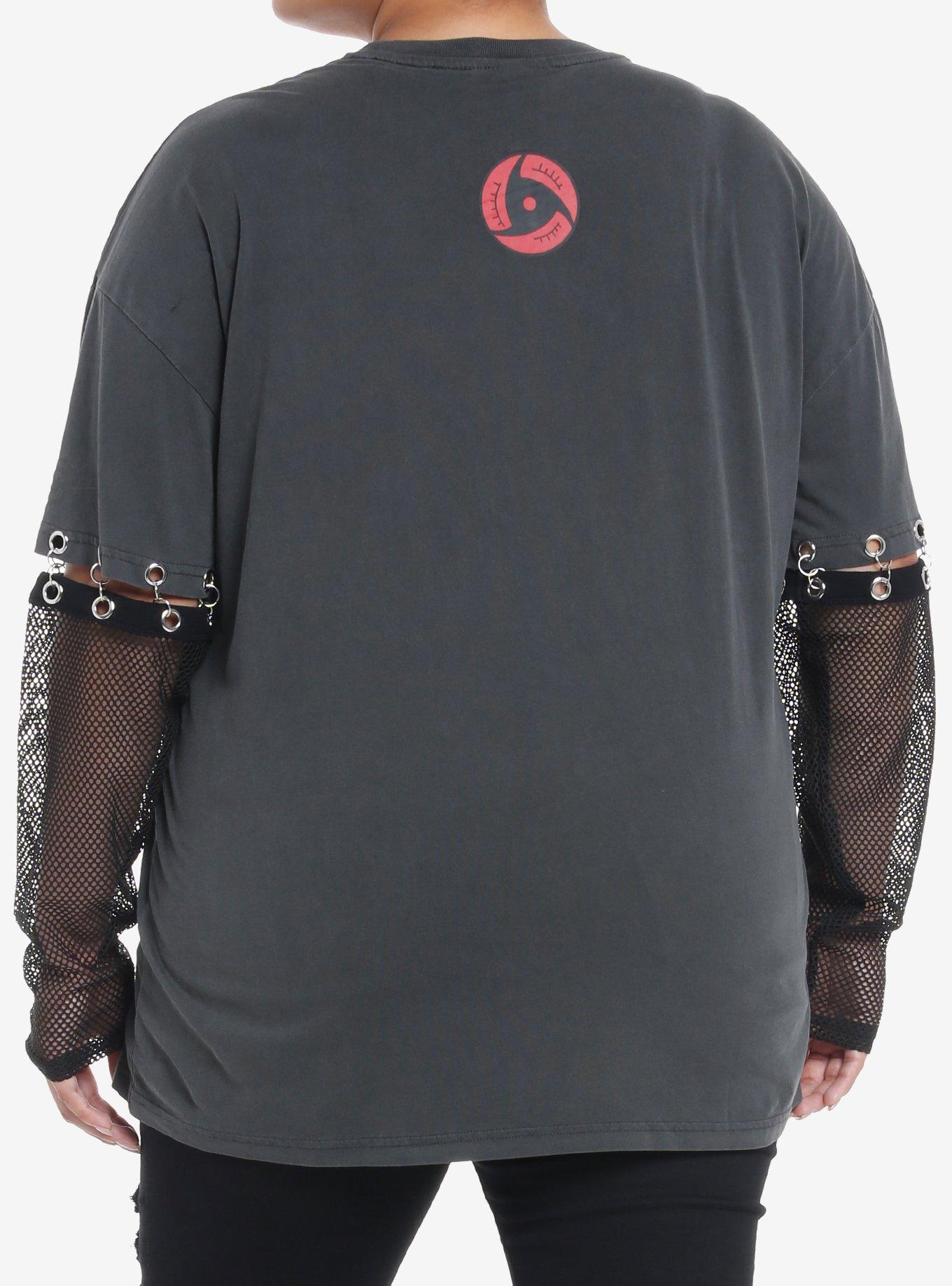 Naruto Shippuden Itachi Fishnet Twofer Girls Oversized Top Plus Size, RED, alternate