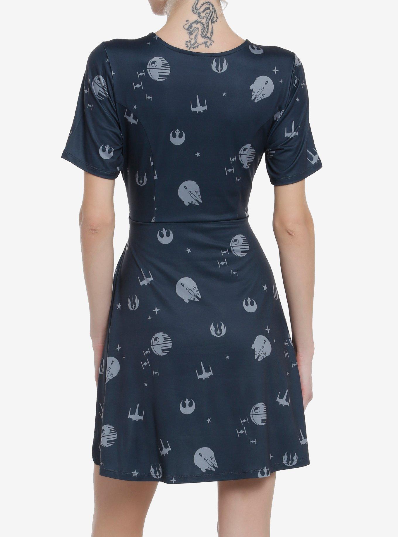 Her Universe Star Wars Icons Tie Front Dress Her Universe Exclusive, DARK GREY, alternate