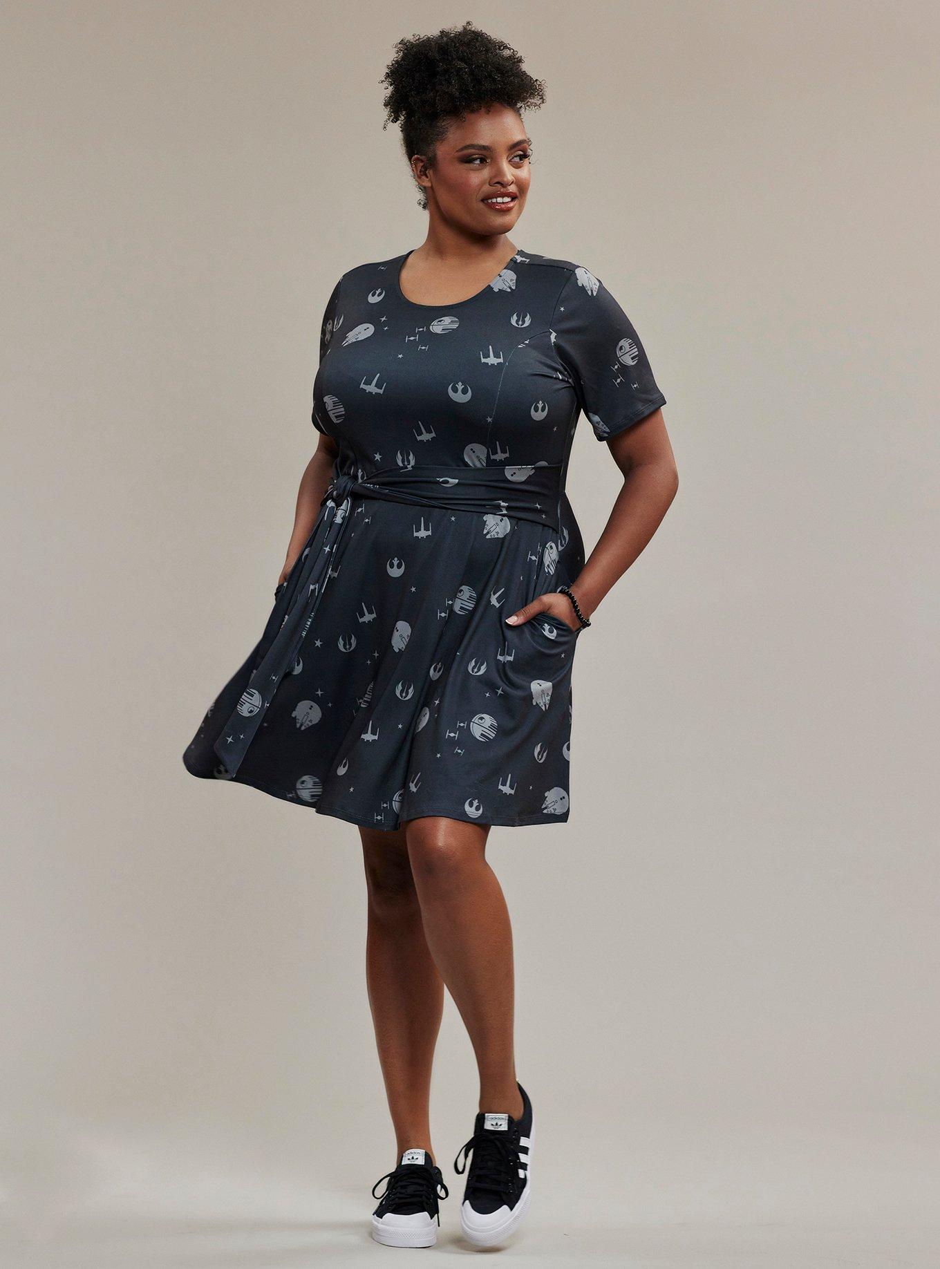 Her Universe Star Wars Icons Tie Front Dress Plus Size Her Universe Exclusive, , hi-res