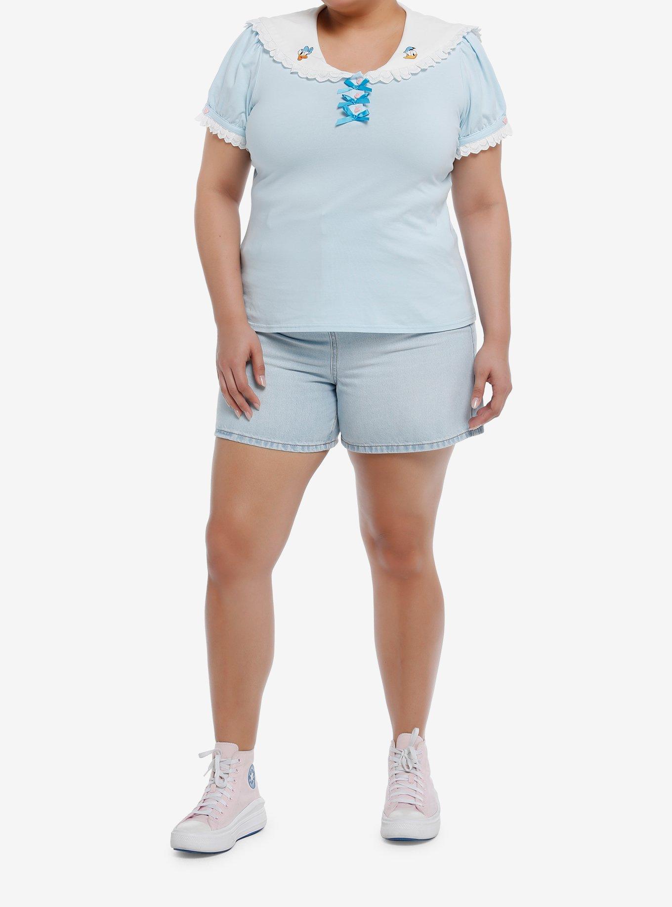 Her Universe Disney Donald Duck & Daisy Duck Sailor Top Plus Size, BABY BLUE, alternate