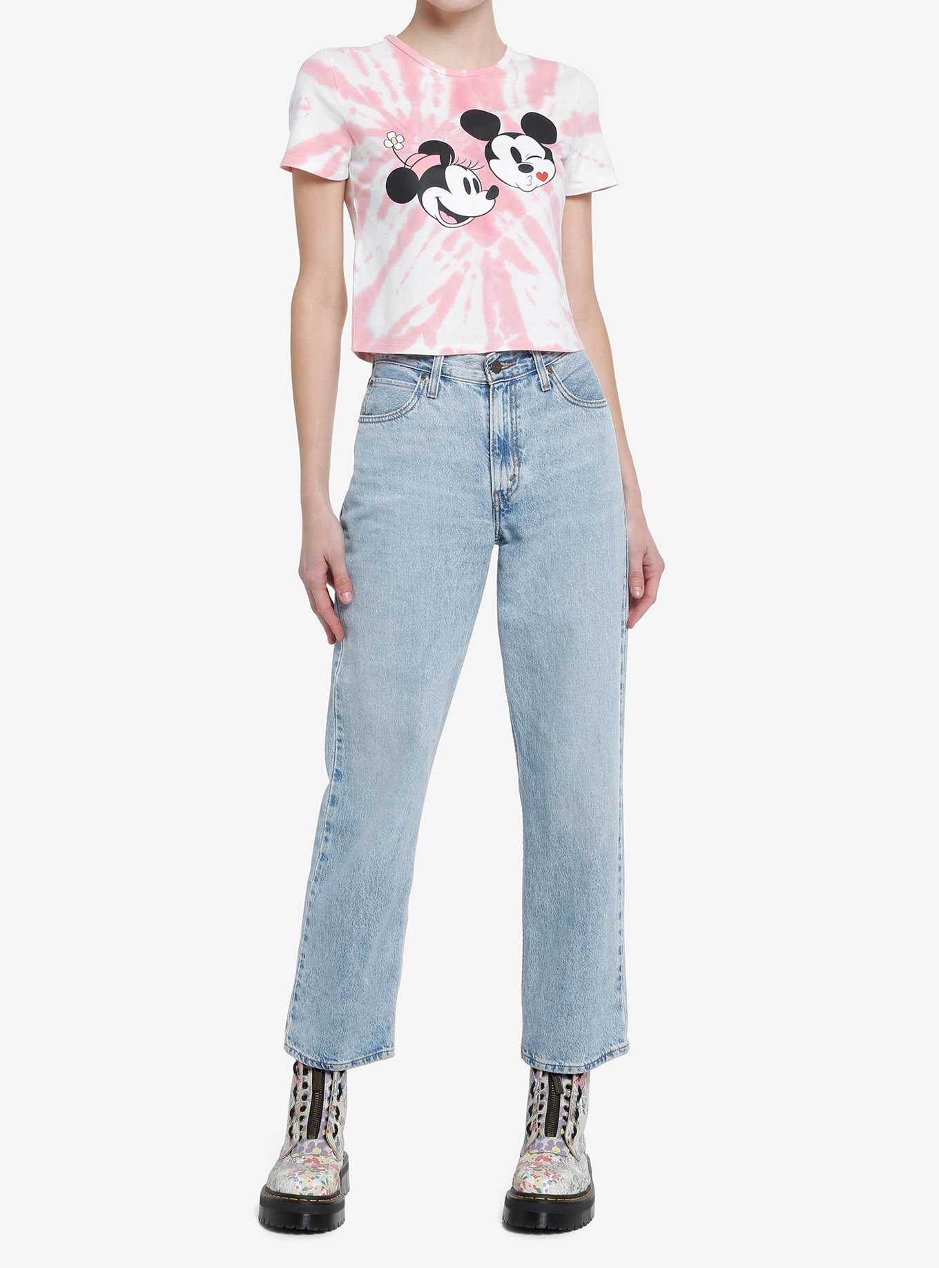 Her Universe Disney Mickey Mouse & Minnie Mouse Kiss Tie-Dye Crop T-Shirt, , hi-res