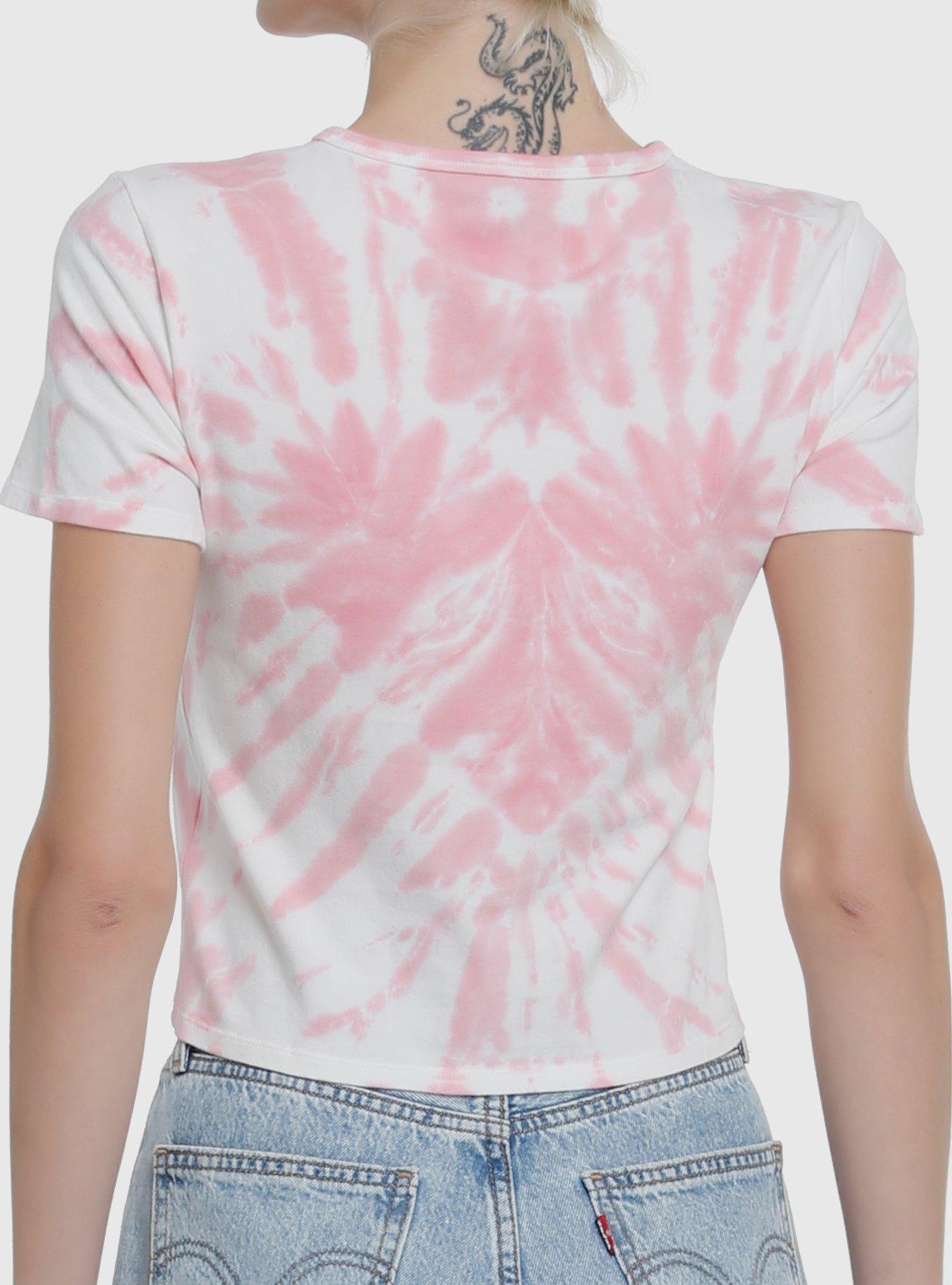 Her Universe Disney Mickey Mouse & Minnie Mouse Kiss Tie-Dye Crop T-Shirt, LIGHT PINK, alternate