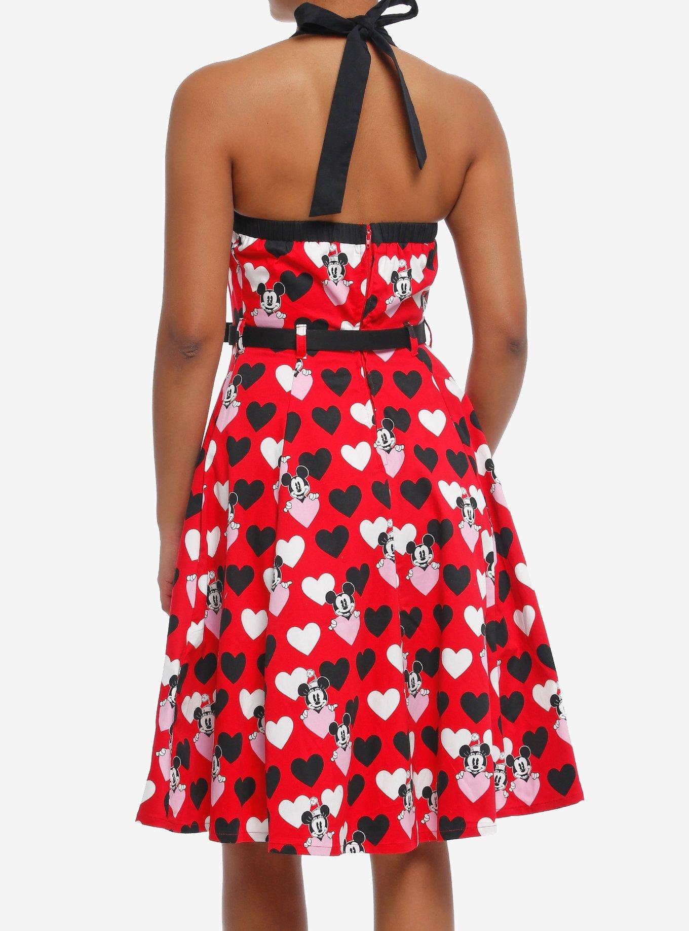 Her Universe Disney Mickey Mouse & Minnie Mouse Hearts Retro Halter Dress Her Universe Exclusive, RED  RED BLACK, alternate