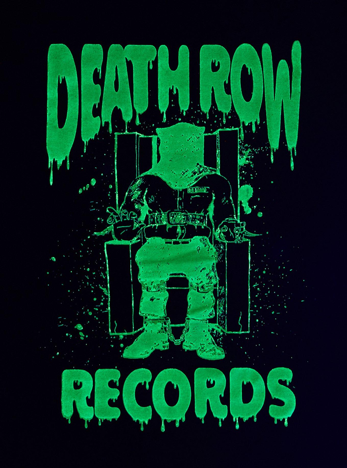 Death Row Records Green Glow-In-The-Dark Logo Boyfriend Fit Girls T-Shirt, BLACK, alternate