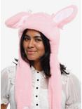 Pink Bunny Fuzzy Tassel Beanie With Movable Ears, , alternate