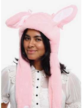 Pink Bunny Fuzzy Tassel Beanie With Movable Ears, , hi-res