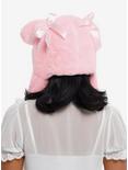 Pink Bunny Fuzzy Tassel Beanie With Movable Ears, , alternate