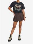 Thorn & Fable Moth Mushrooms Mineral Wash Girls Crop T-Shirt, BROWN, alternate