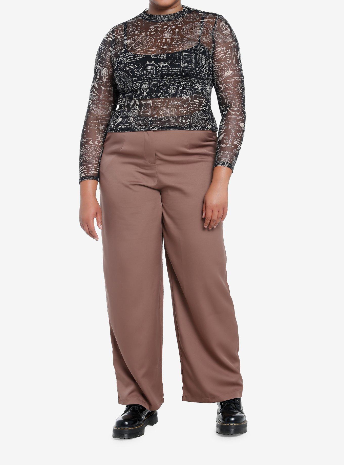 Thorn & Fable Alchemy Icons Mesh Girls Crop Long-Sleeve Top Plus Size, GOLD, alternate