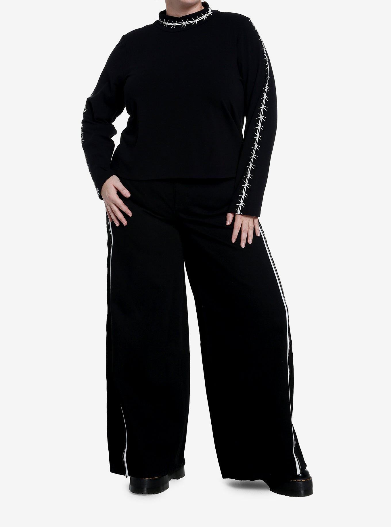 Social Collision Barbed Wire Girls Crop Long-Sleeve Top Plus Size, , alternate