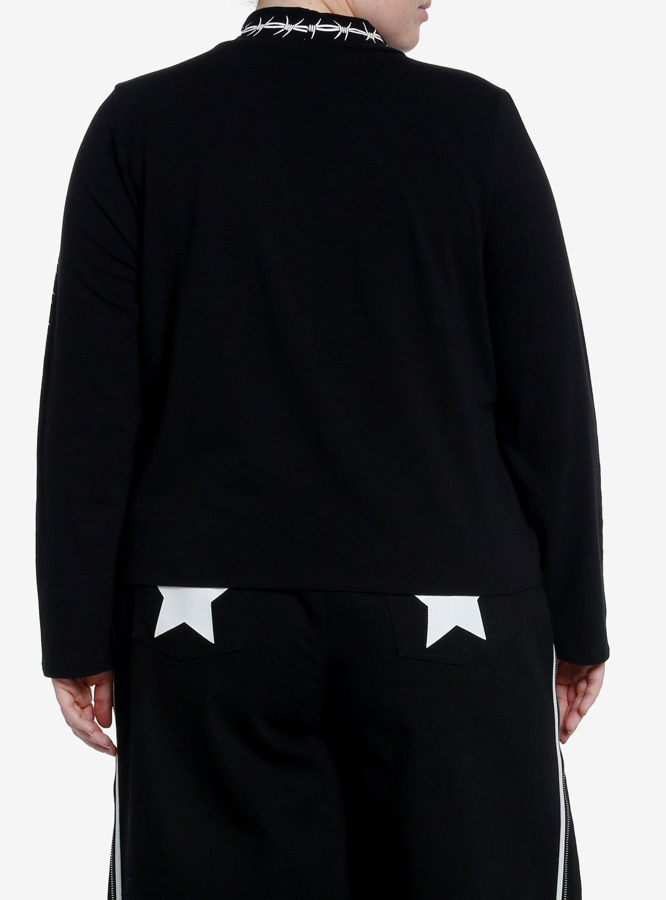 Social Collision Barbed Wire Girls Crop Long-Sleeve Top Plus Size, , alternate