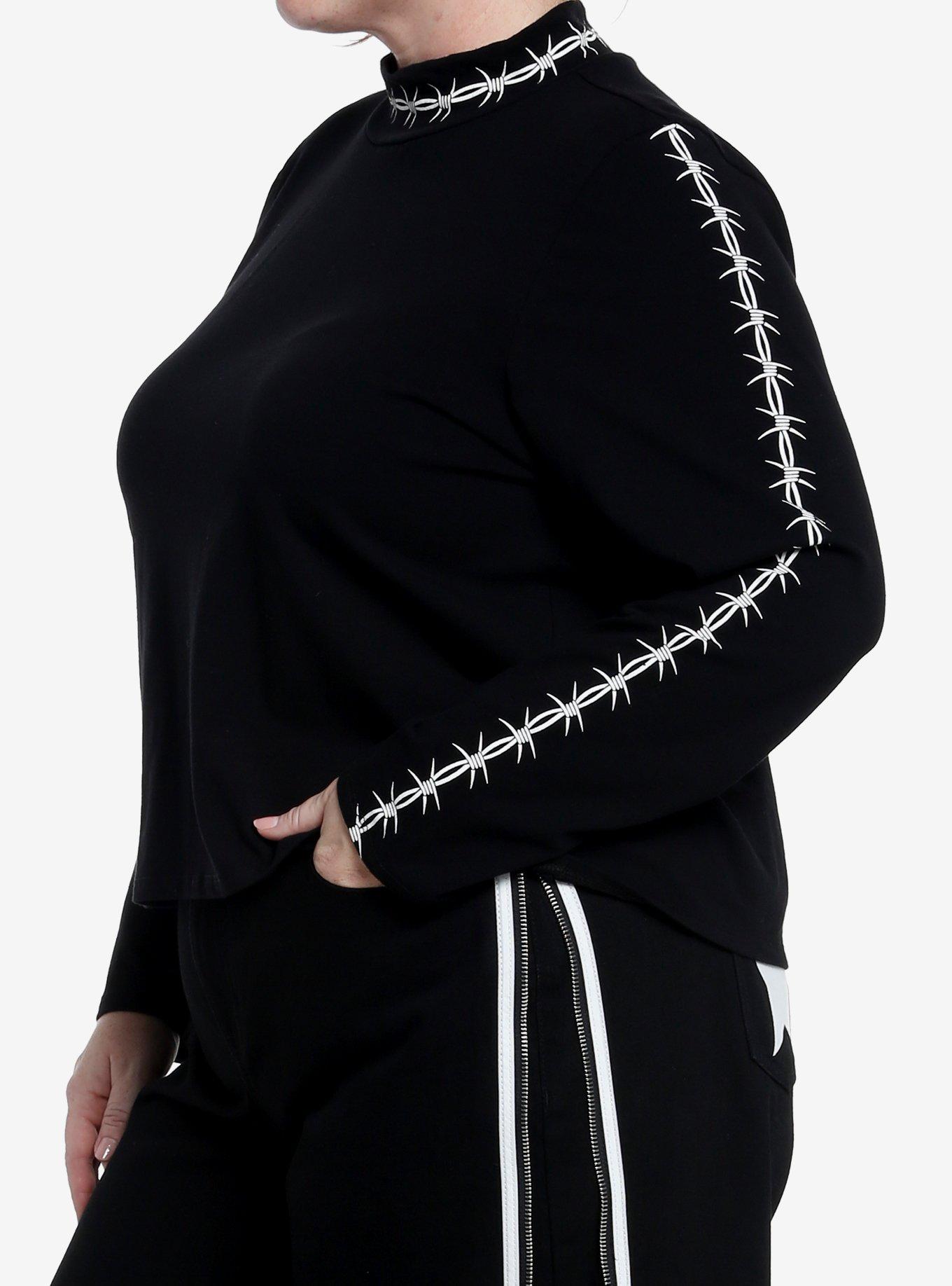Social Collision Barbed Wire Girls Crop Long-Sleeve Top Plus