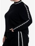 Social Collision Barbed Wire Girls Crop Long-Sleeve Top Plus Size, , alternate