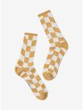Harry Potter Hufflepuff Crest Checkered Crew Socks - BoxLunch Exclusive, , alternate