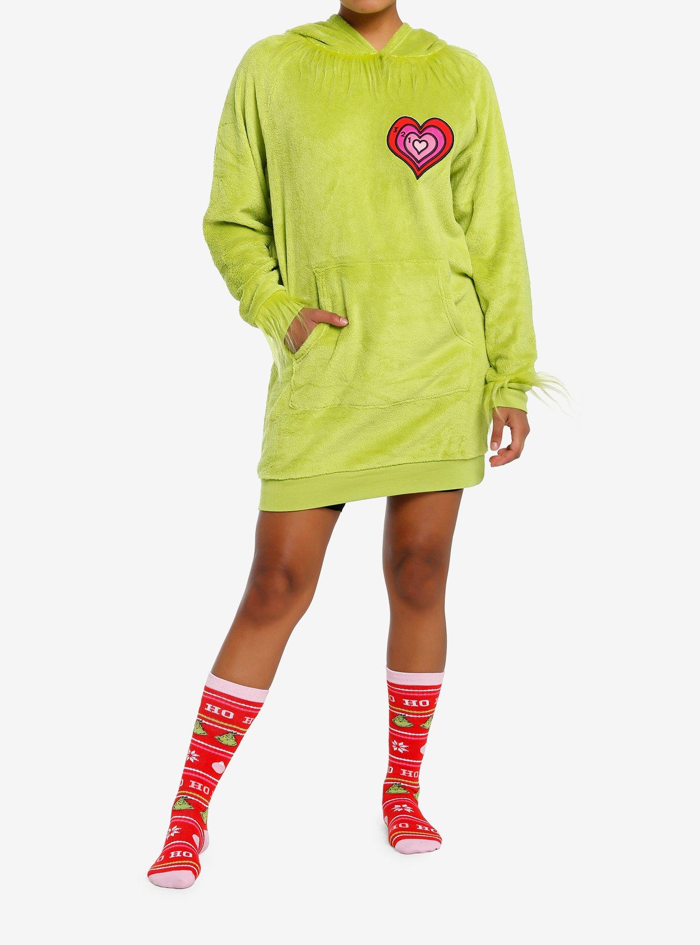 Dr. Seuss How The Grinch Stole Christmas Fuzzy Hoodie & Socks Set, GREEN, alternate