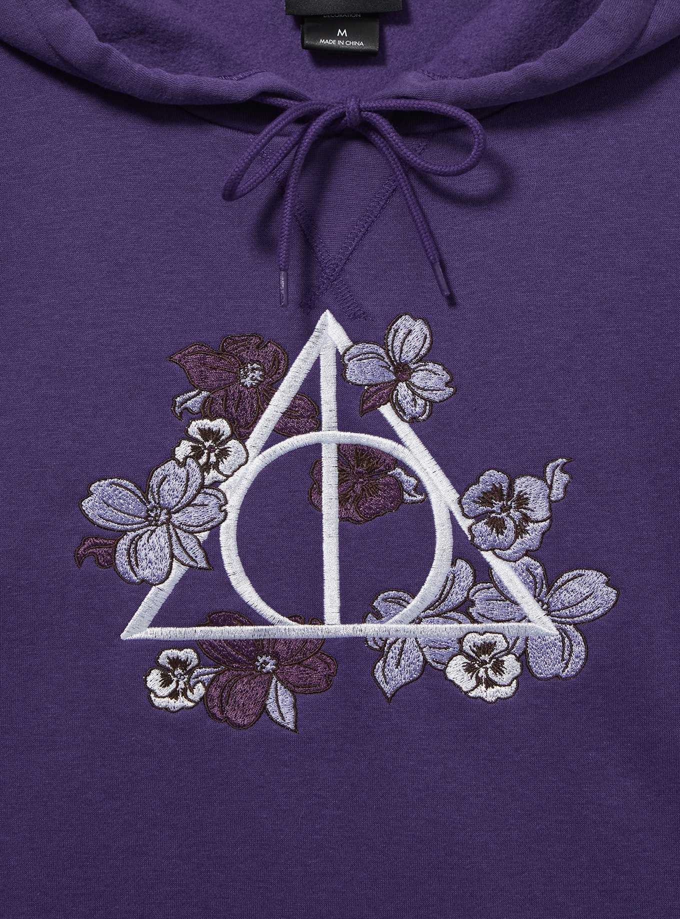 Harry Potter Floral Deathly Hallows Hoodie - BoxLunch Exclusive, , hi-res
