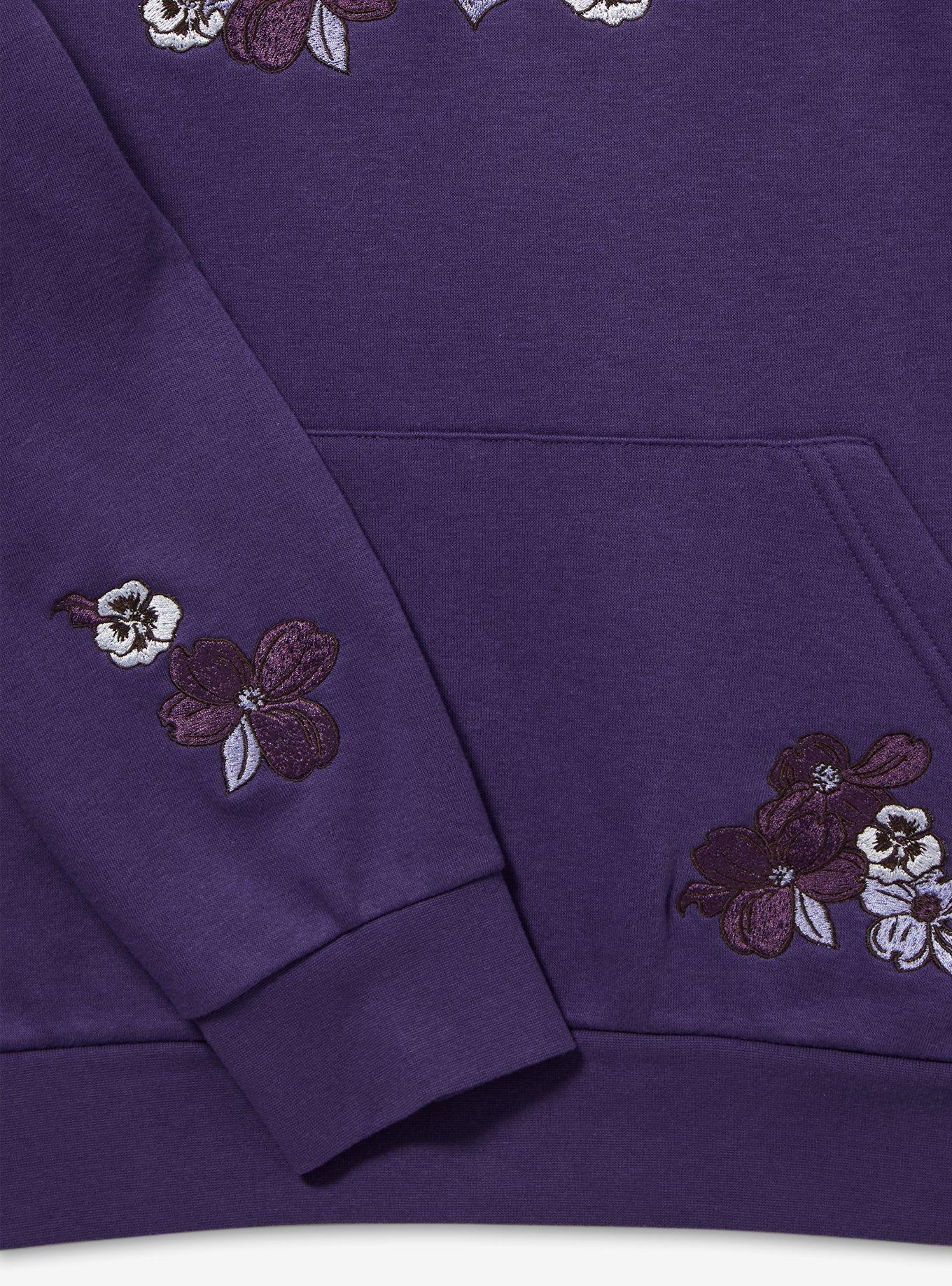 Harry Potter Floral Deathly Hallows Hoodie - BoxLunch Exclusive, DARK PURPLE, alternate