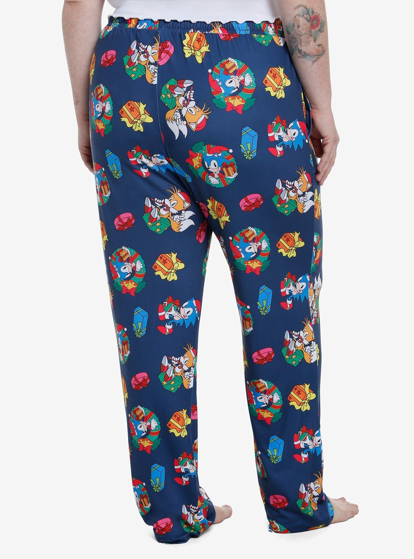 Sonic The Hedgehog Holiday Pajama Pants Plus Size, BLACK, alternate