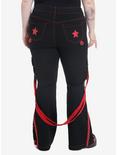 Social Collision Black & Red Star Suspender Flare Pants Plus Size, RED, alternate