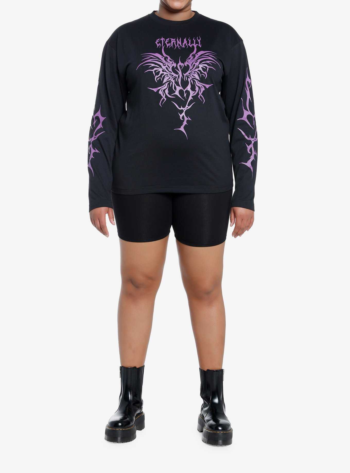 Black & Purple Eternal Butterfly Girls Long-Sleeve T-Shirt Plus Size, , hi-res
