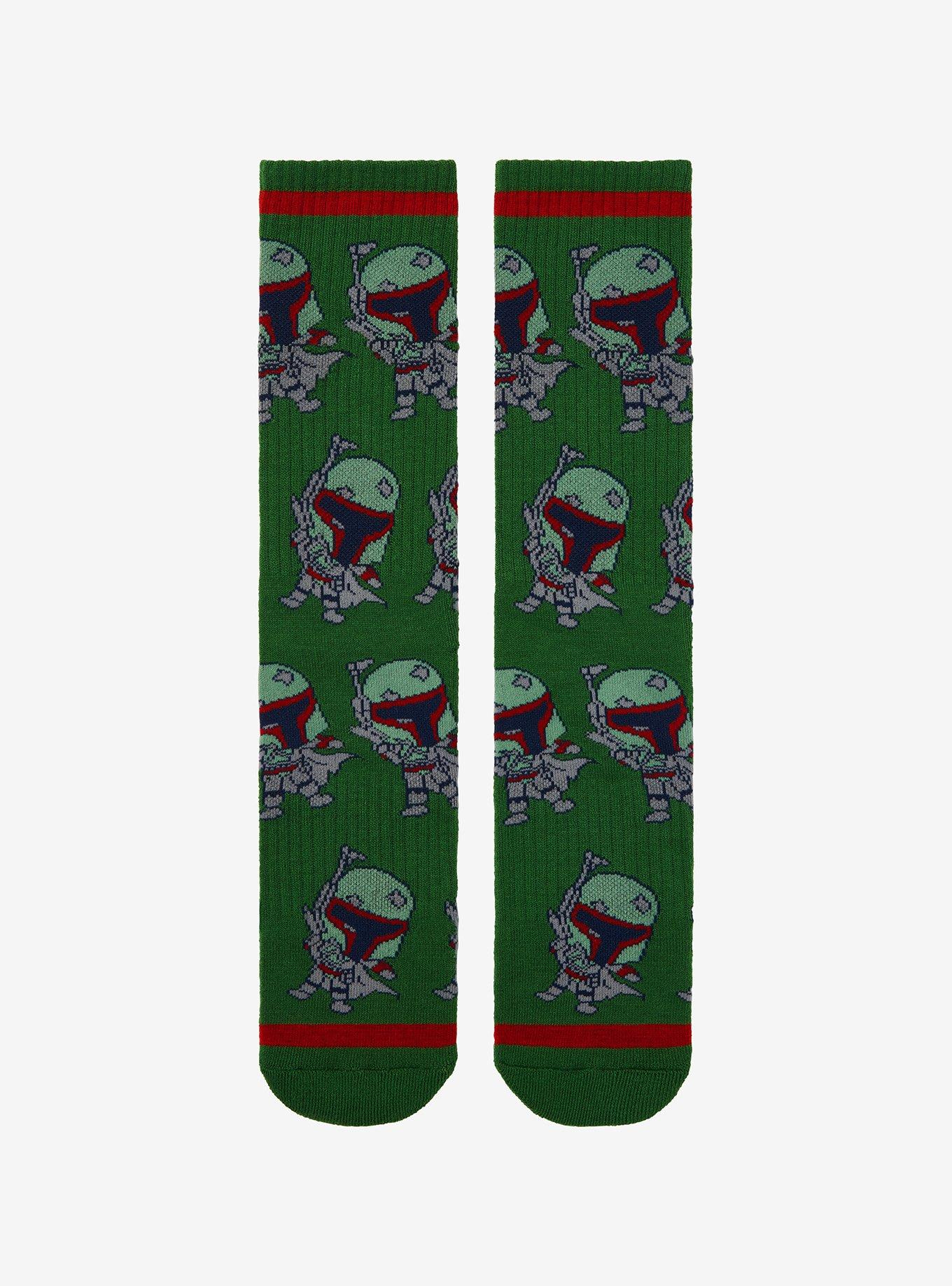 Star Wars Chibi Boba Fett Allover Print Crew Socks - BoxLunch Exclusive, , hi-res