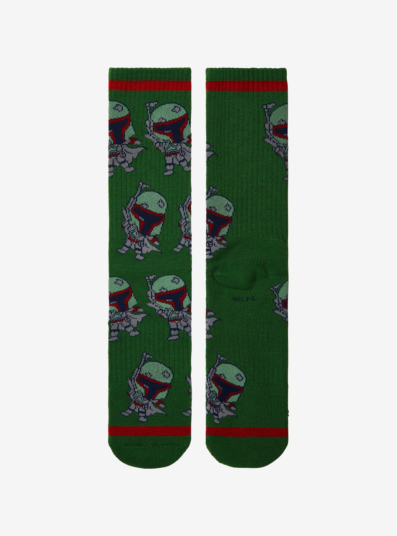 Star Wars Chibi Boba Fett Allover Print Crew Socks - BoxLunch Exclusive, , alternate