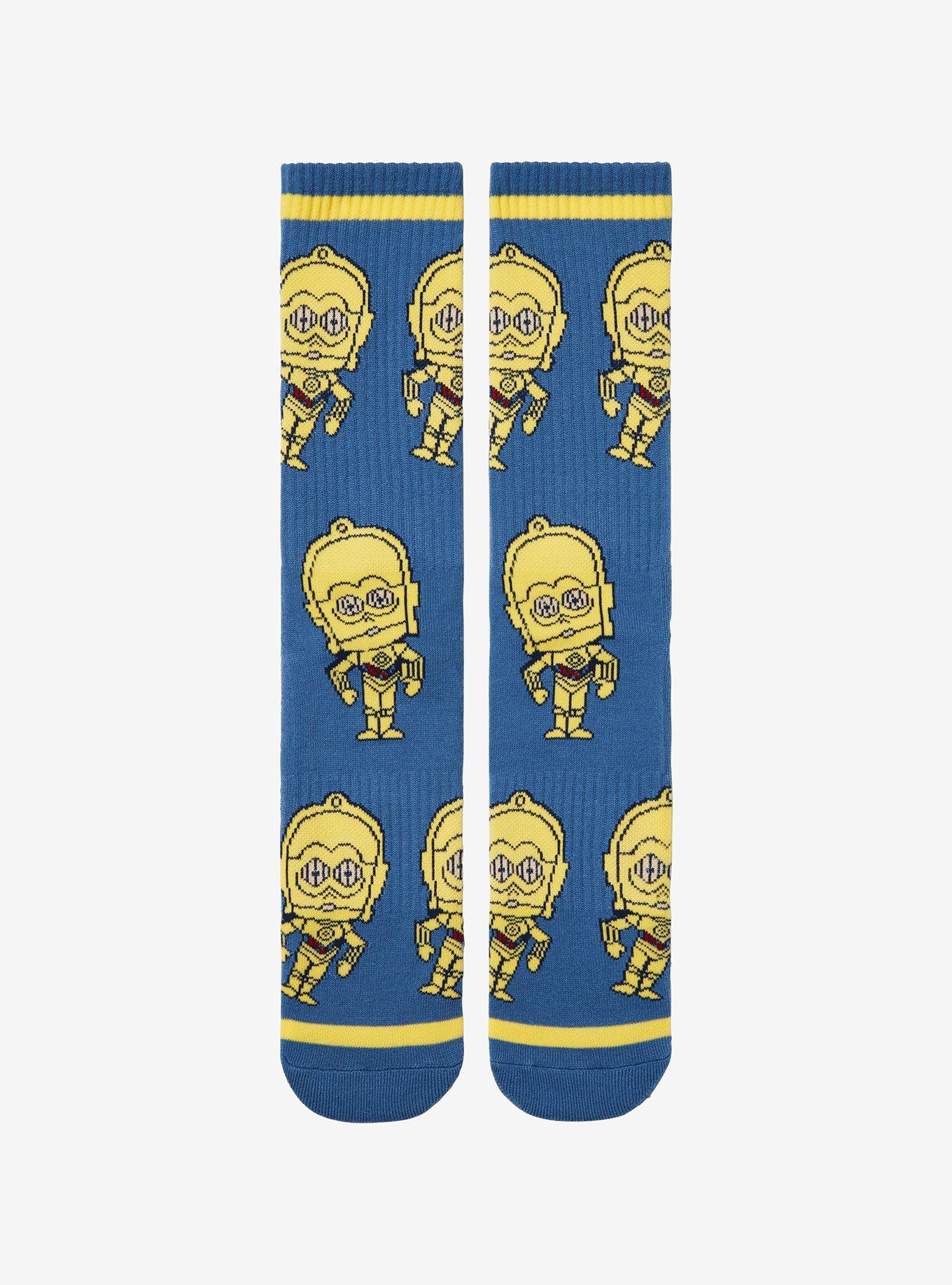 Star Wars C-3PO Chibi Portrait Allover Print Crew Socks - BoxLunch Exclusive, , hi-res