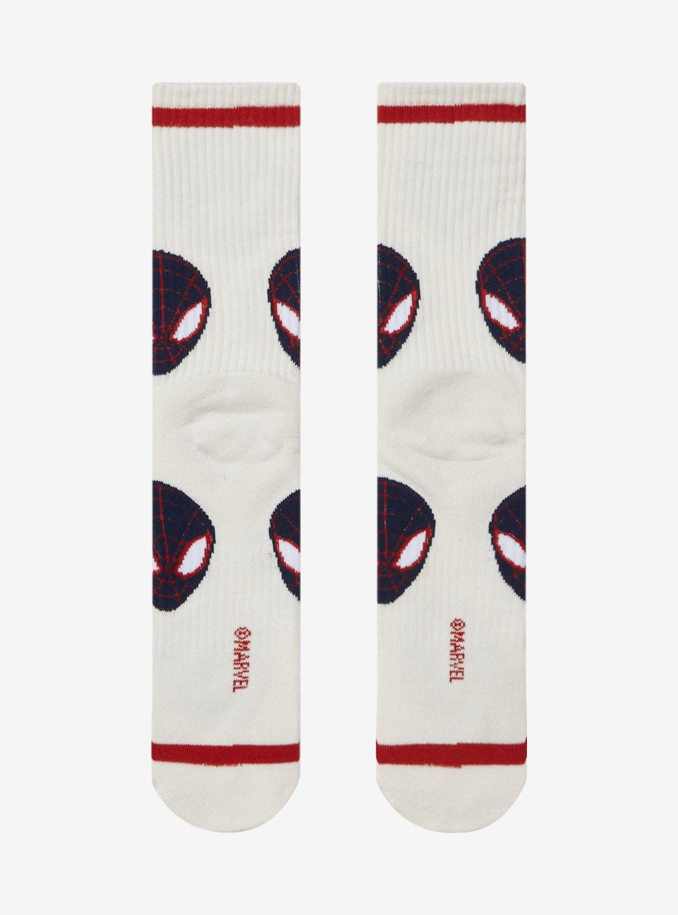 Marvel Spider-Man Miles Morales Mask Allover Print Crew Socks - BoxLunch Exclusive, , hi-res