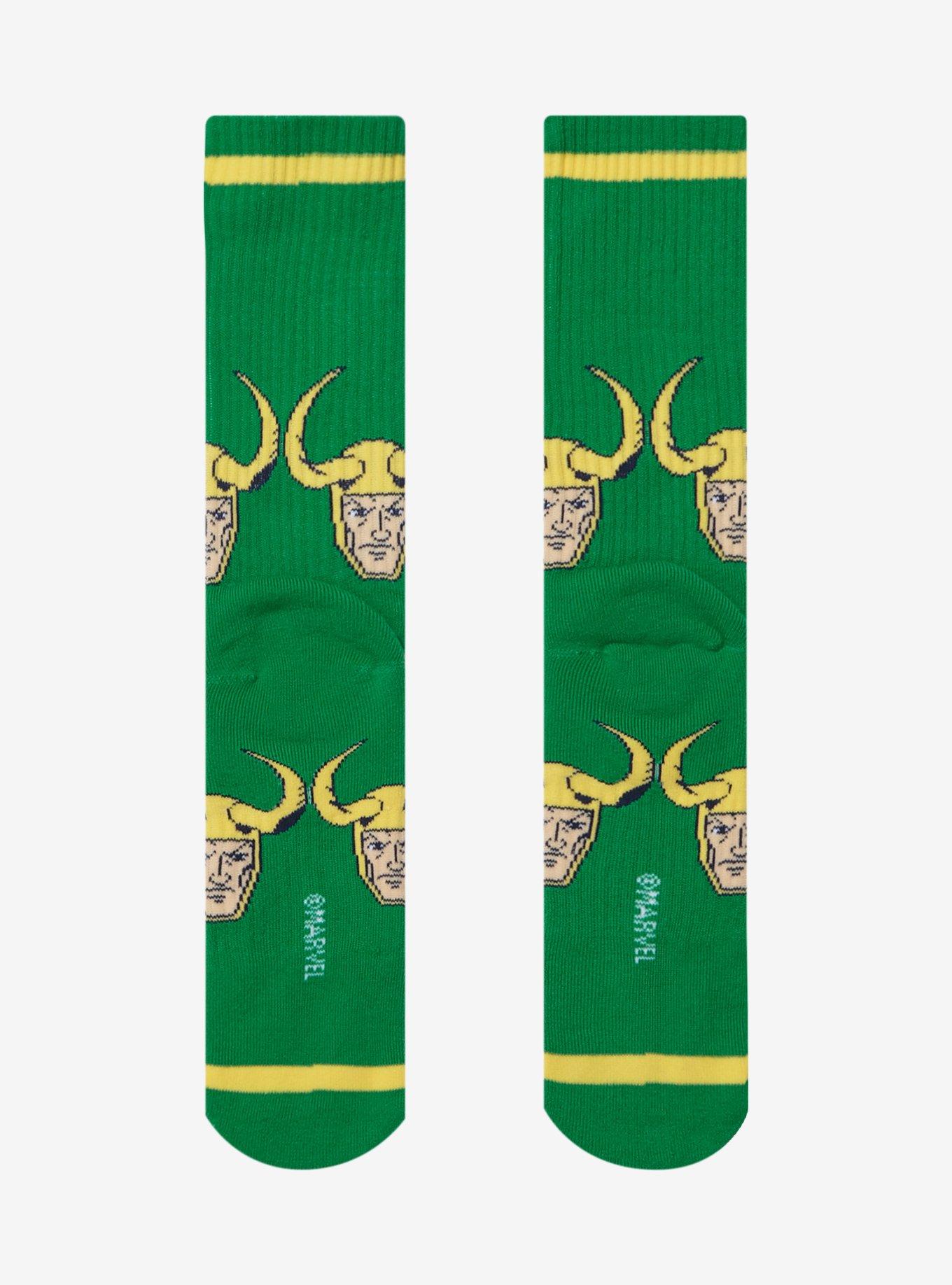 Marvel Loki Allover Print Crew Socks - BoxLunch Exclusive, , hi-res