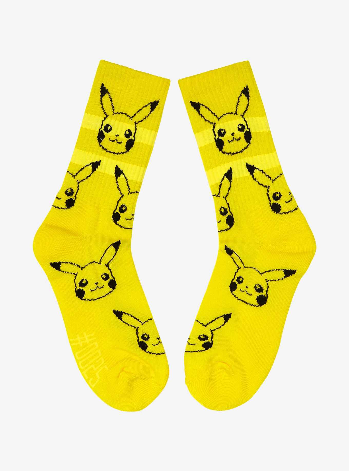 Pokémon Pikachu Striped Allover Print Crew Socks - BoxLunch Exclusive, , hi-res
