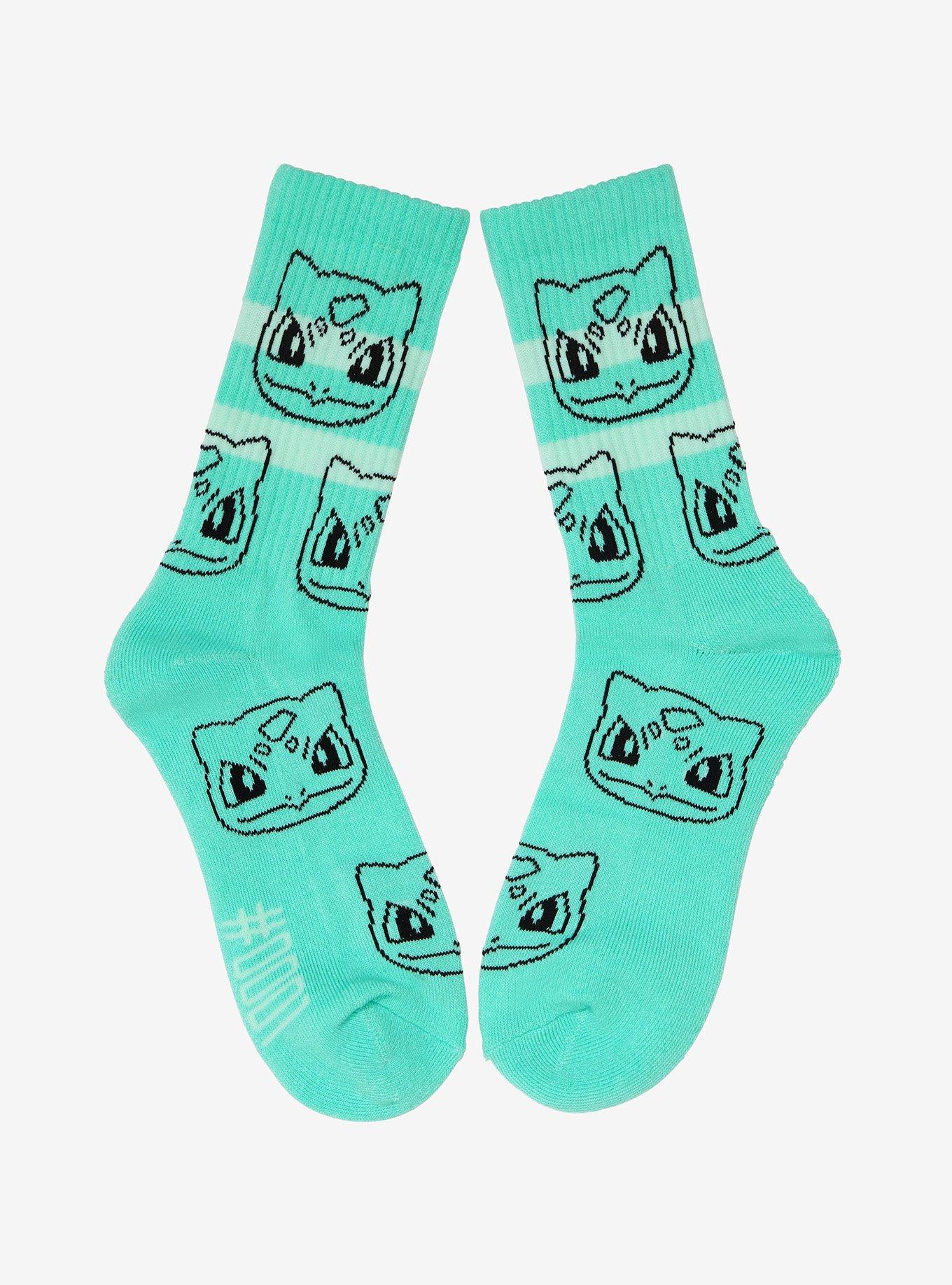 Pokémon Bulbasaur Striped Allover Print Crew Socks - BoxLunch Exclusive, , alternate