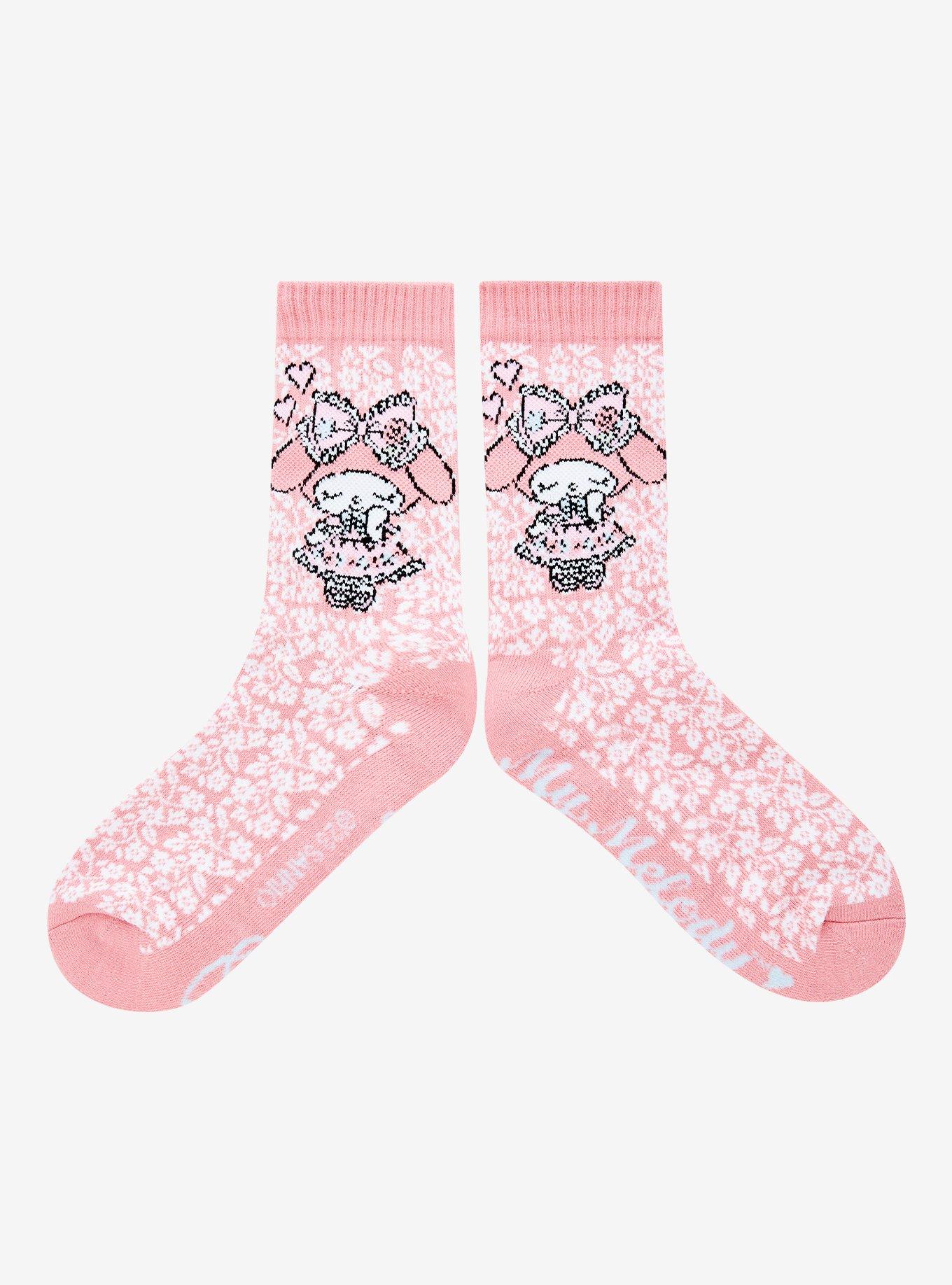 Sanrio My Melody Pink Allover Print Crew Socks - BoxLunch Exclusive, , hi-res