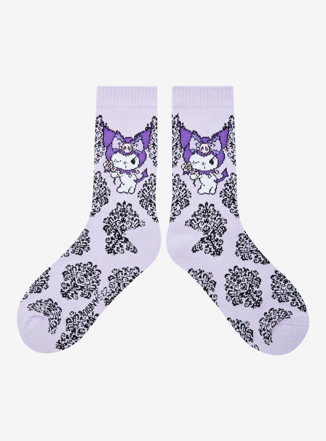 Sanrio Kuromi Damask Allover Print Crew Socks - BoxLunch Exclusive, , alternate