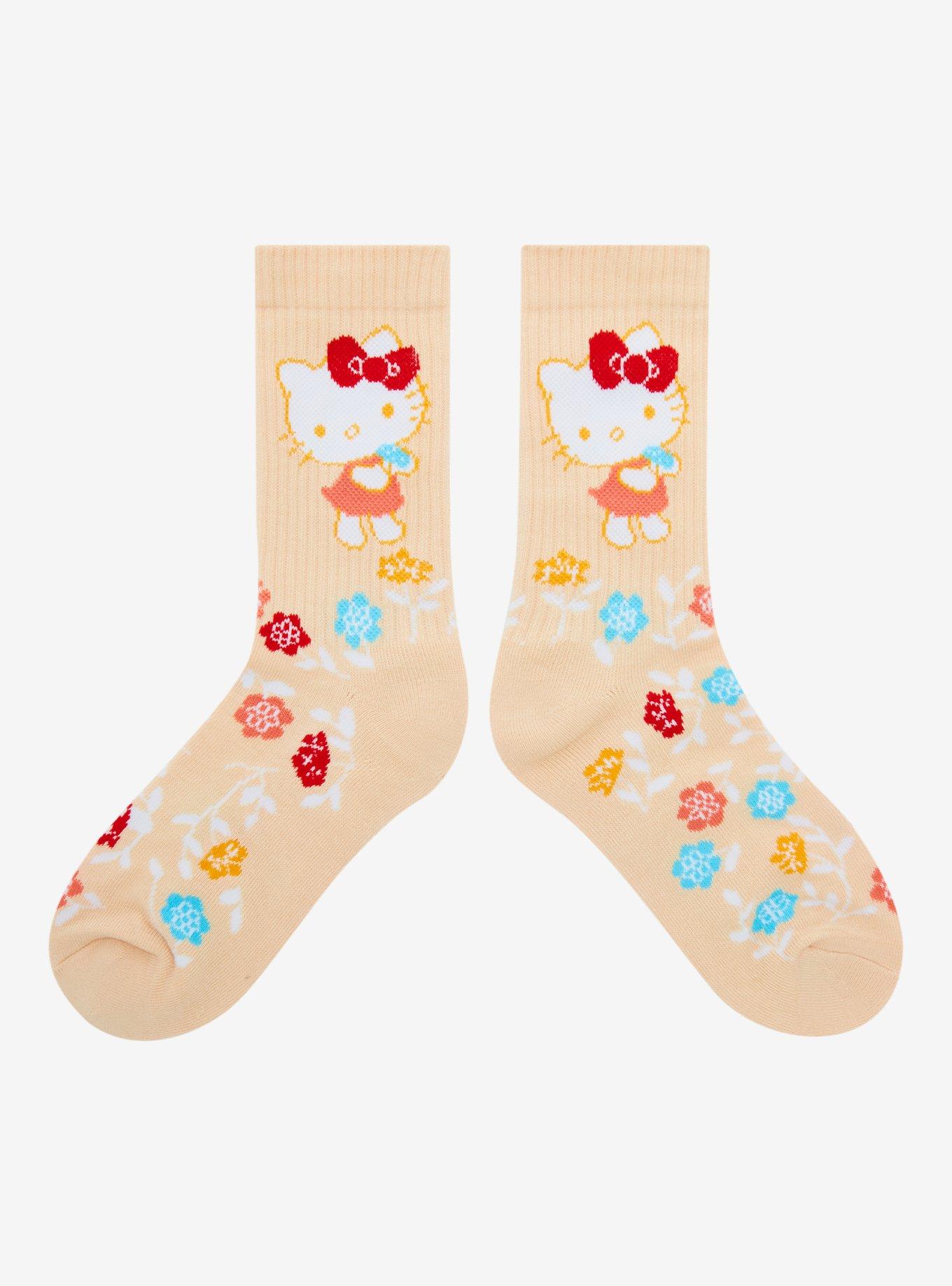 Sanrio Hello Kitty Floral Allover Print Crew Socks - BoxLunch Exclusive, , alternate