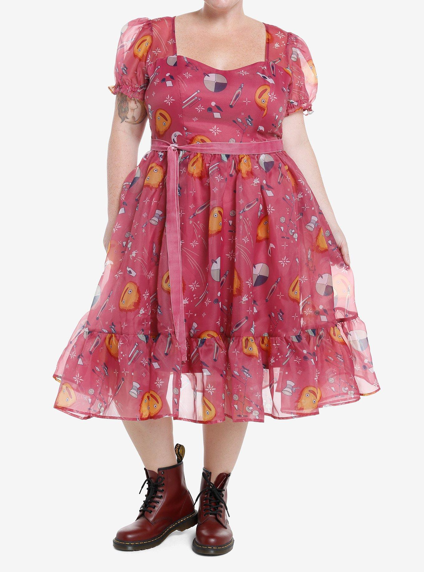Her Universe Studio Ghibli Howl's Moving Castle Calcifer Organza Tiered Dress Plus Size, MULTI, alternate
