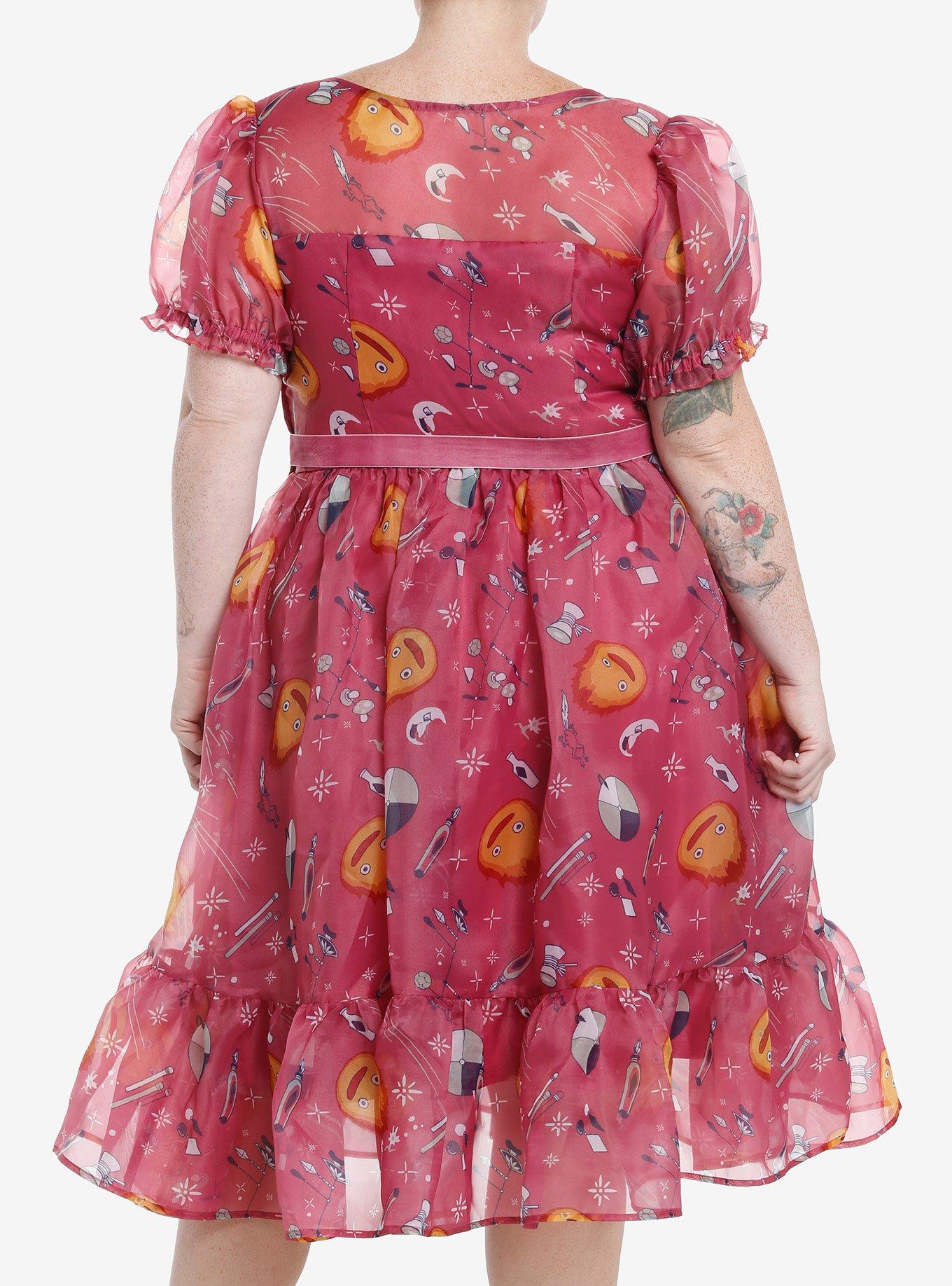 Her Universe Studio Ghibli Howl's Moving Castle Calcifer Organza Tiered Dress Plus Size, MULTI, alternate