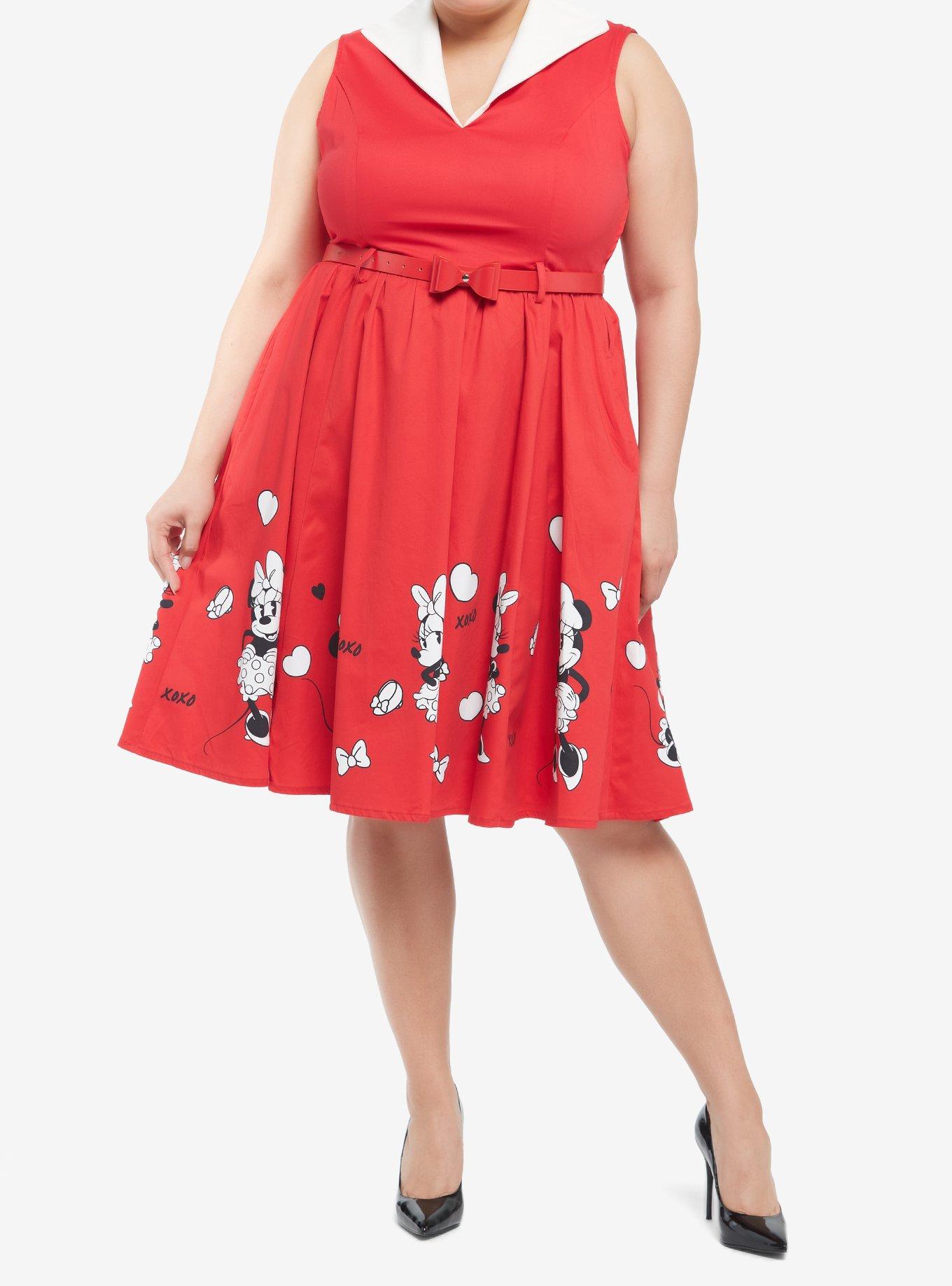 Her Universe Disney Minnie Mouse Retro Dress With Belt Plus Size Her Universe Exclusive, MULTI, alternate