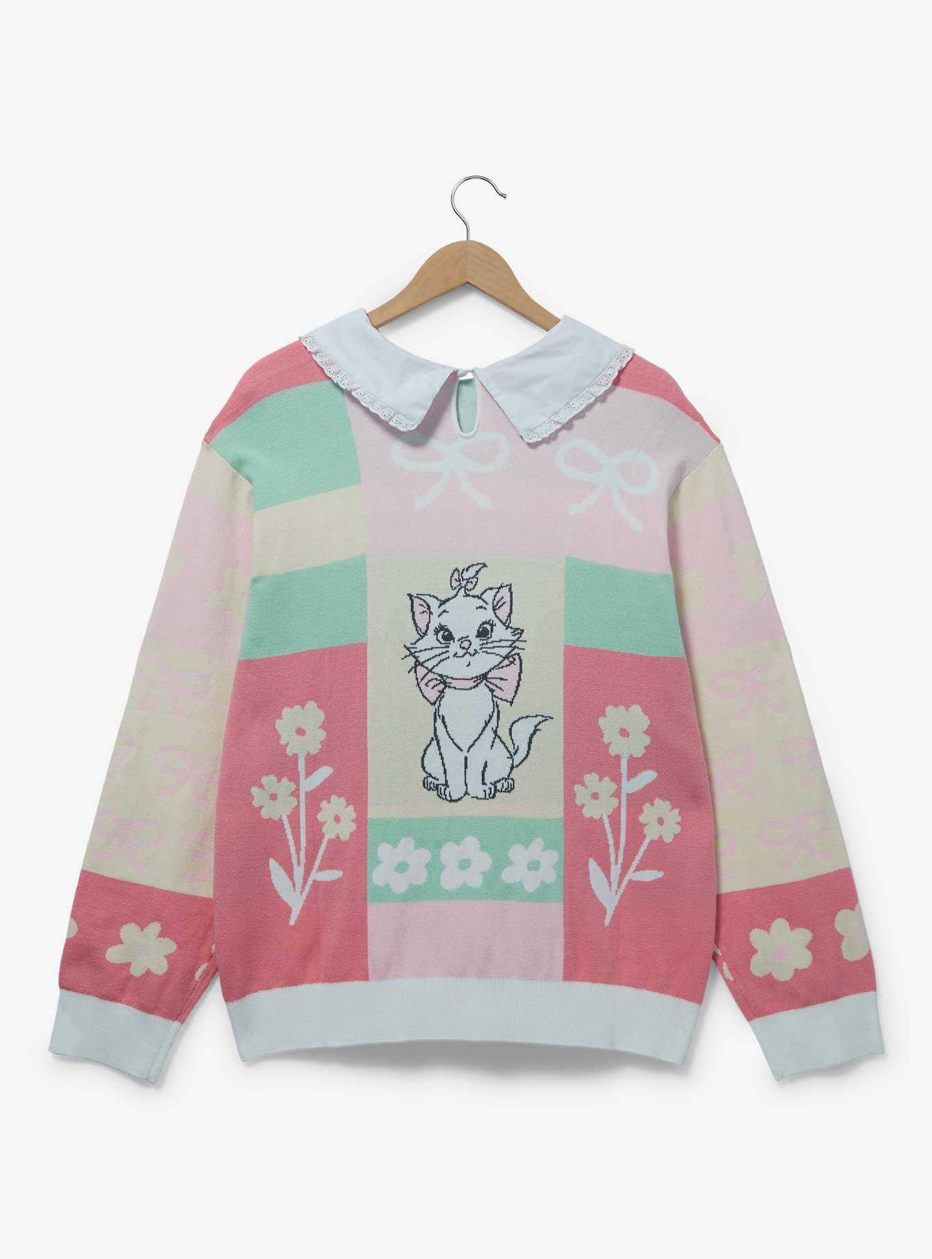 Disney The Aristocats Marie Floral Collared Sweater Plus Size, , hi-res