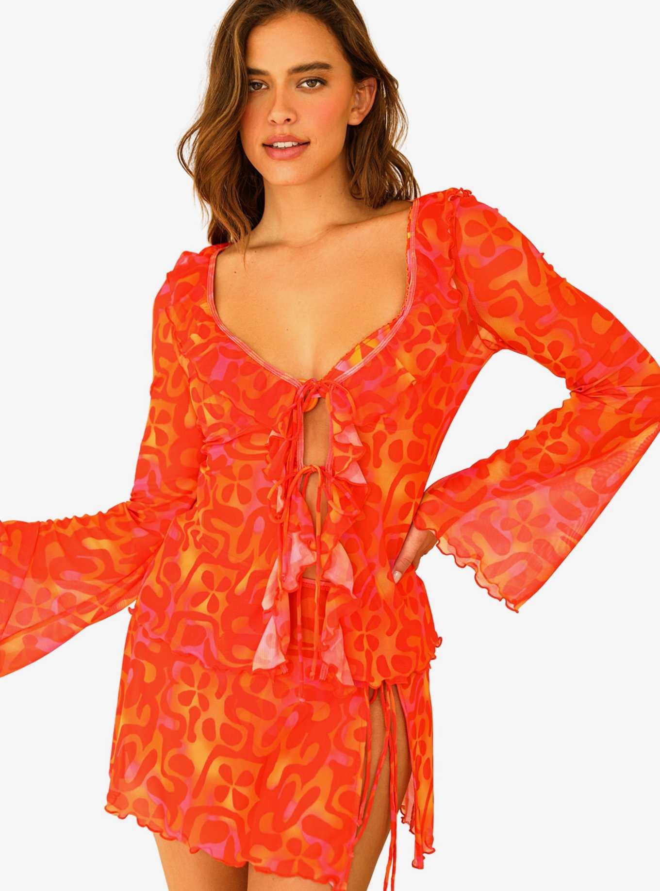 Dippin' Daisy's Hazy Swim Top Cover-Up Sungazer Red, , hi-res
