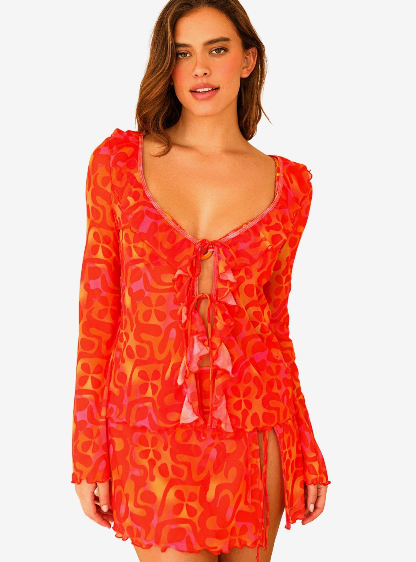 Dippin' Daisy's Hazy Swim Top Cover-Up Sungazer Red, MULTI, alternate