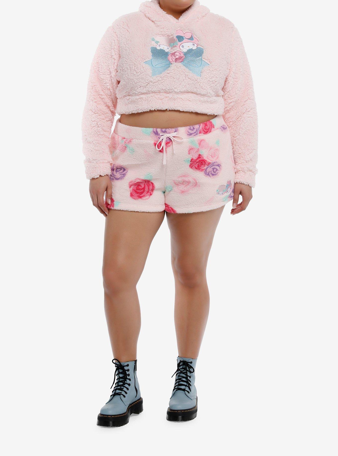 My Melody & My Sweet Piano Fuzzy Girls Lounge Shorts, PINK, alternate