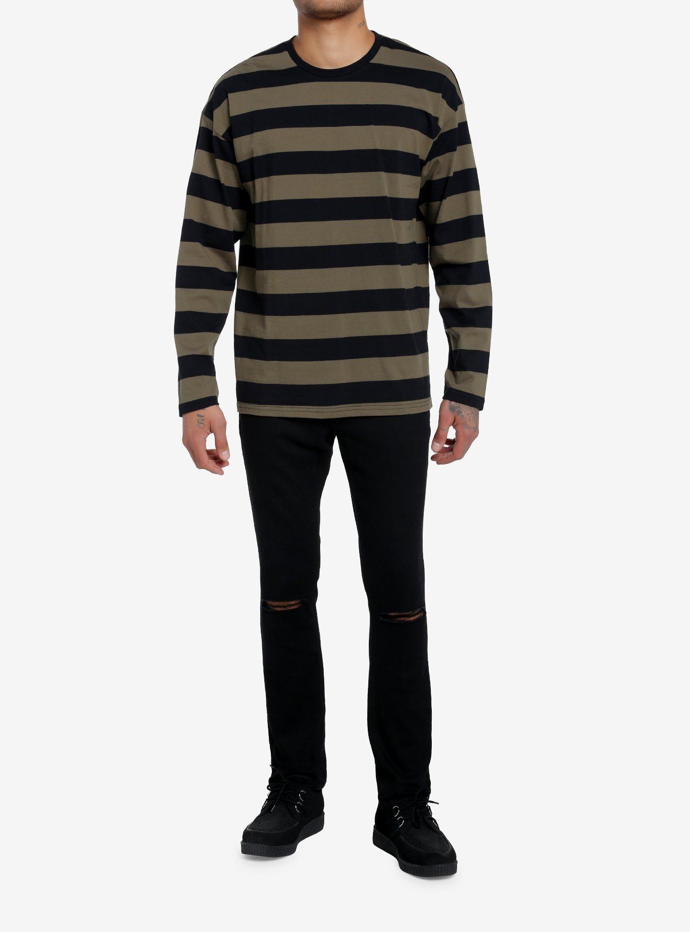 Social Collision Olive & Black Stripe Long-Sleeve T-Shirt