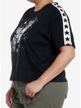 Social Collision Star Stripe Skull Girls Crop T-Shirt Plus Size, , alternate