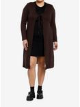Thorn & Fable Black & Brown Stripe Girls Long Cardigan Plus Size, BLACK, alternate