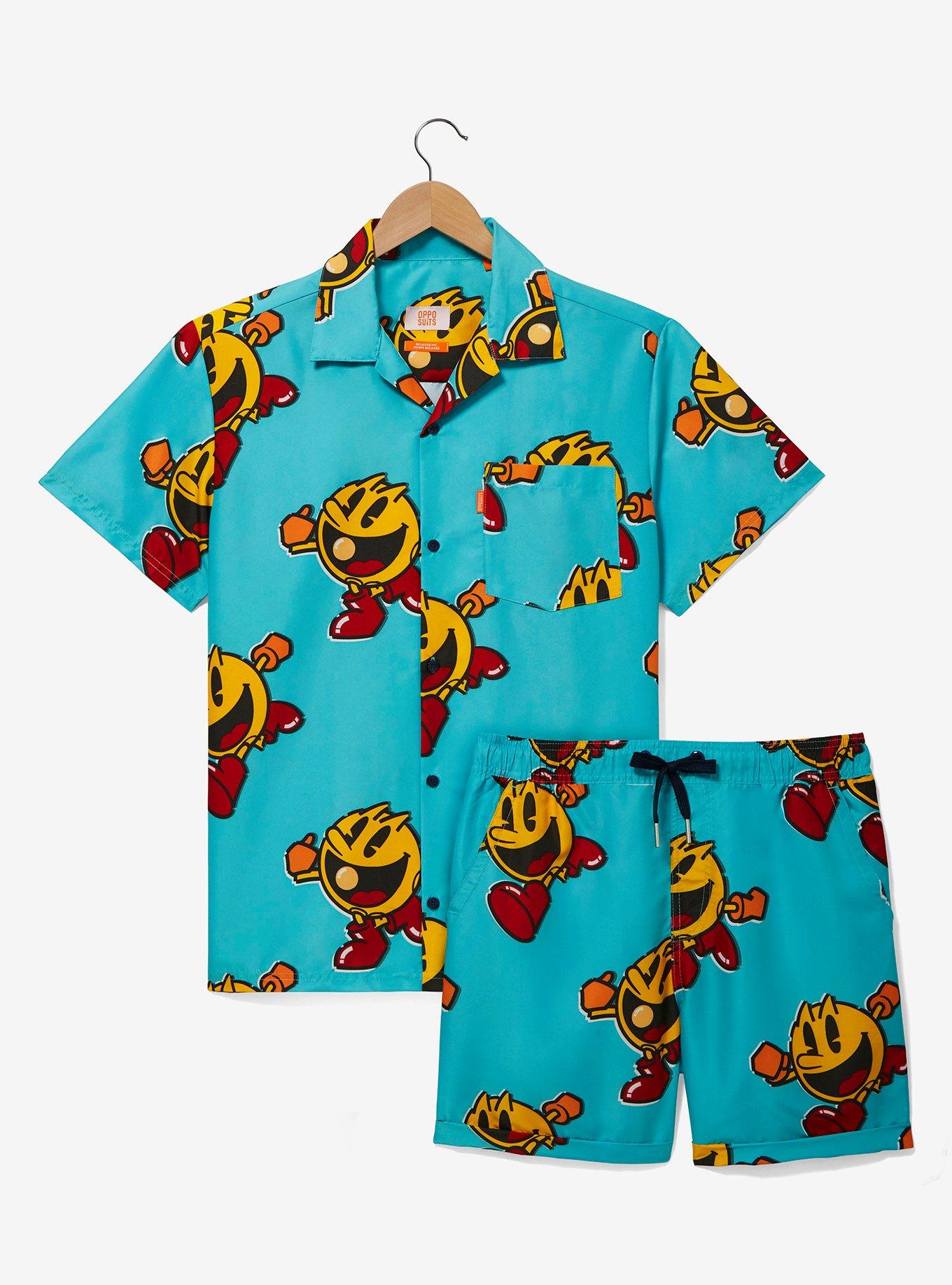 OppoSuits Pac-Man Allover Print Woven Button-Up - BoxLunch Exclusive, LIGHT BLUE, alternate