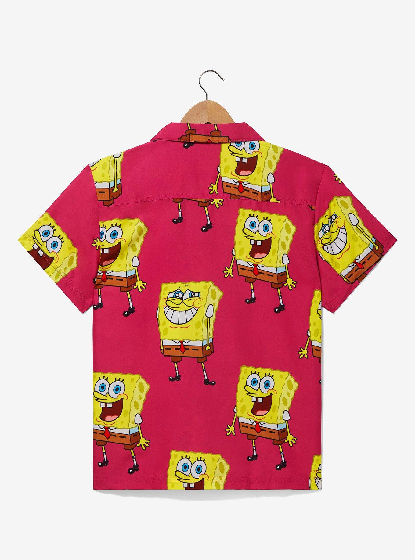 OppoSuits SpongeBob SquarePants Expressions Allover Print Woven Button-Up - BoxLunch Exclusive, FUSCHIA  PINK, alternate