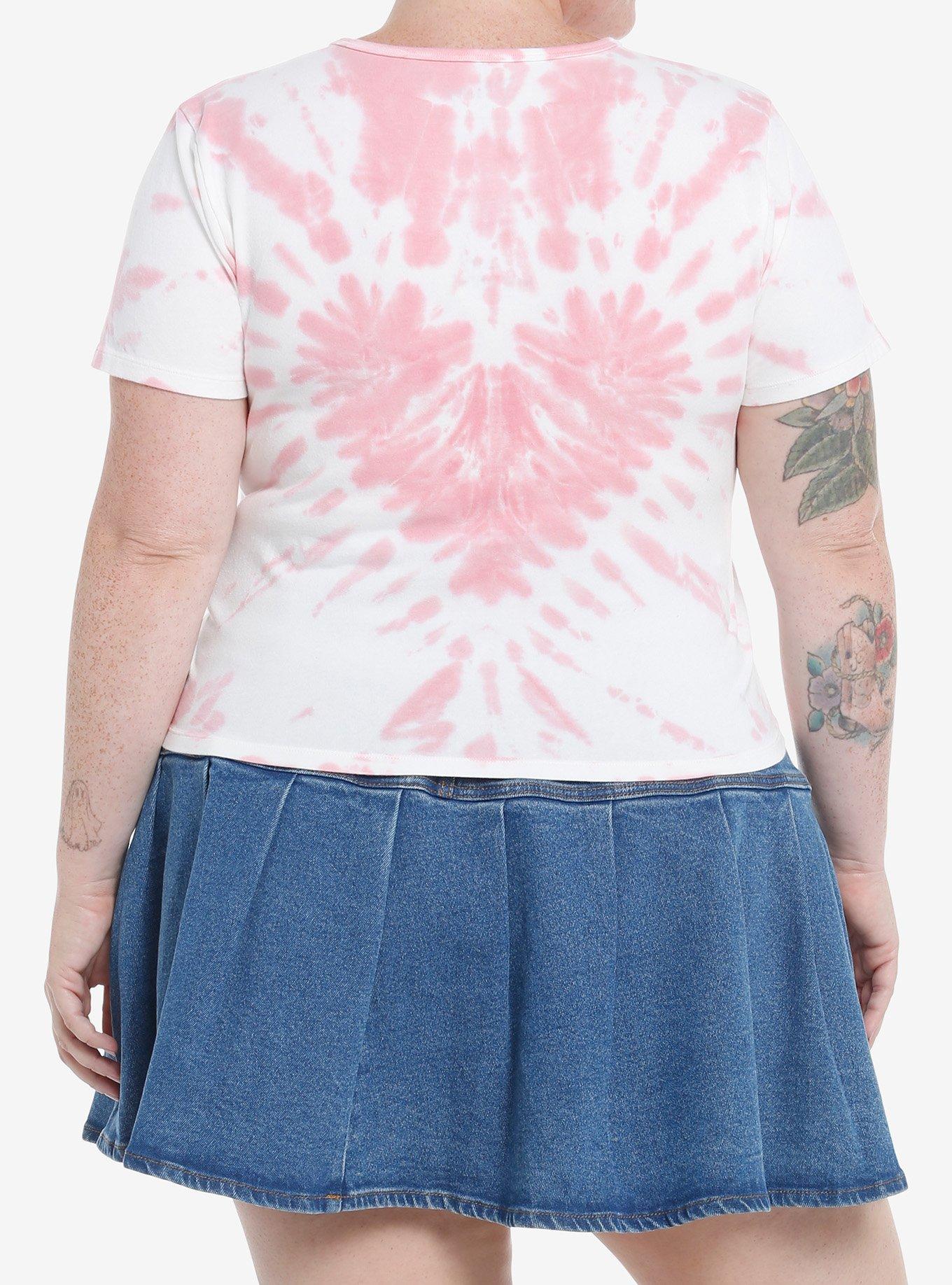 Her Universe Disney Mickey Mouse & Minnie Mouse Kiss Tie-Dye Crop Girls T-Shirt Plus Size, MULTI, alternate