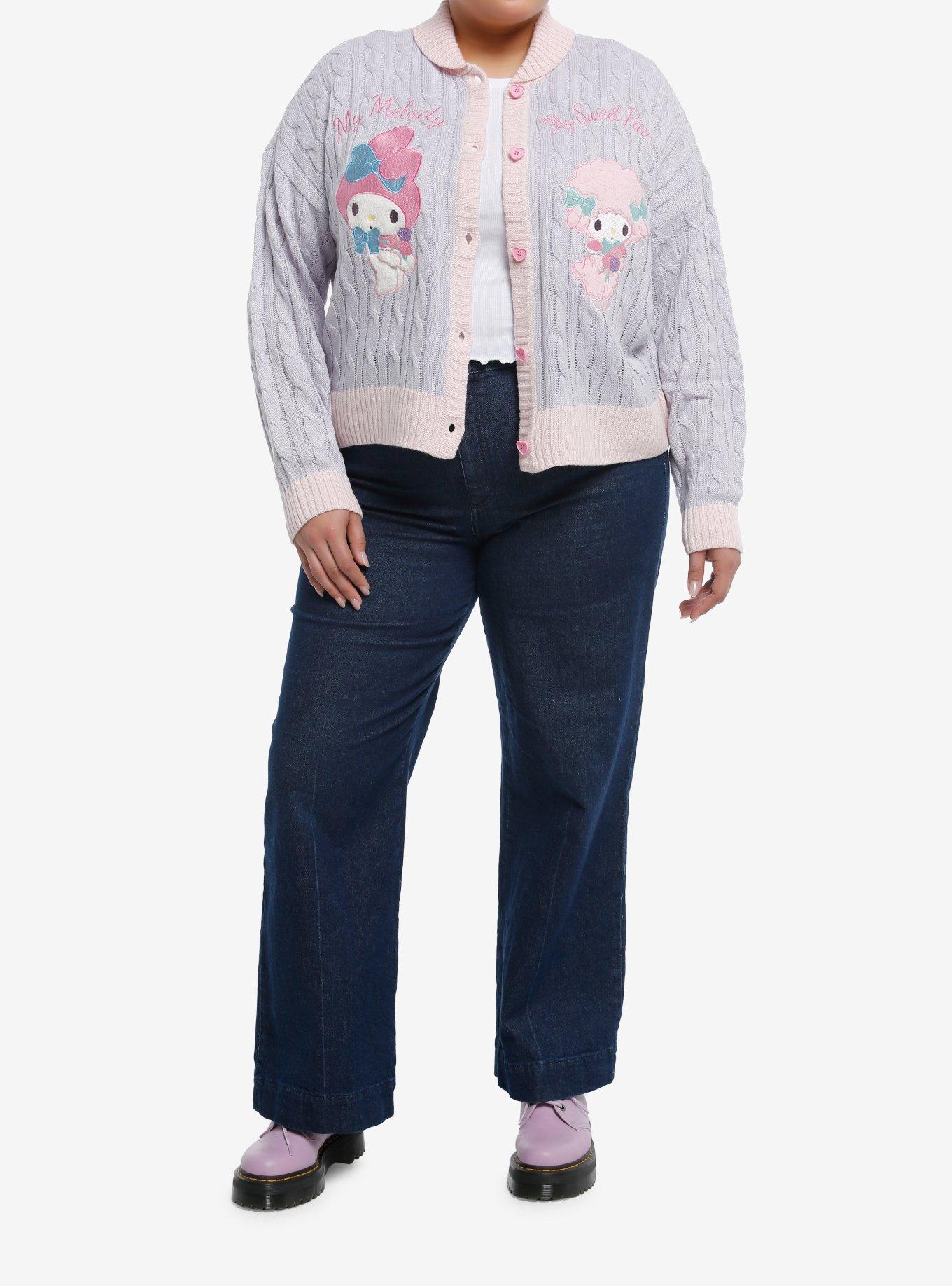 My Melody & My Sweet Piano Cable Knit Girls Cardigan Plus Size, MULTI, alternate