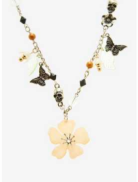 Thorn & Fable Butterfly Flower Charm Necklace, , hi-res