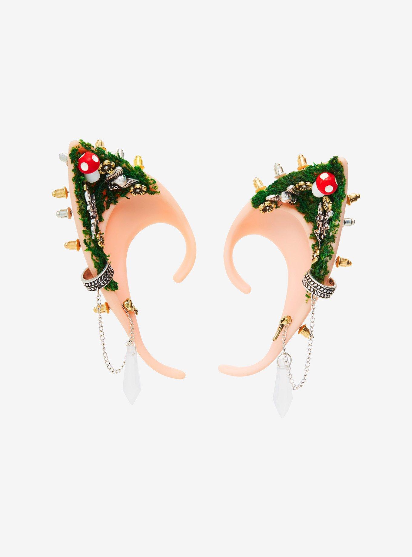 Thorn & Fable Fairy Moss Mushroom Molded Ear Cuffs, , alternate